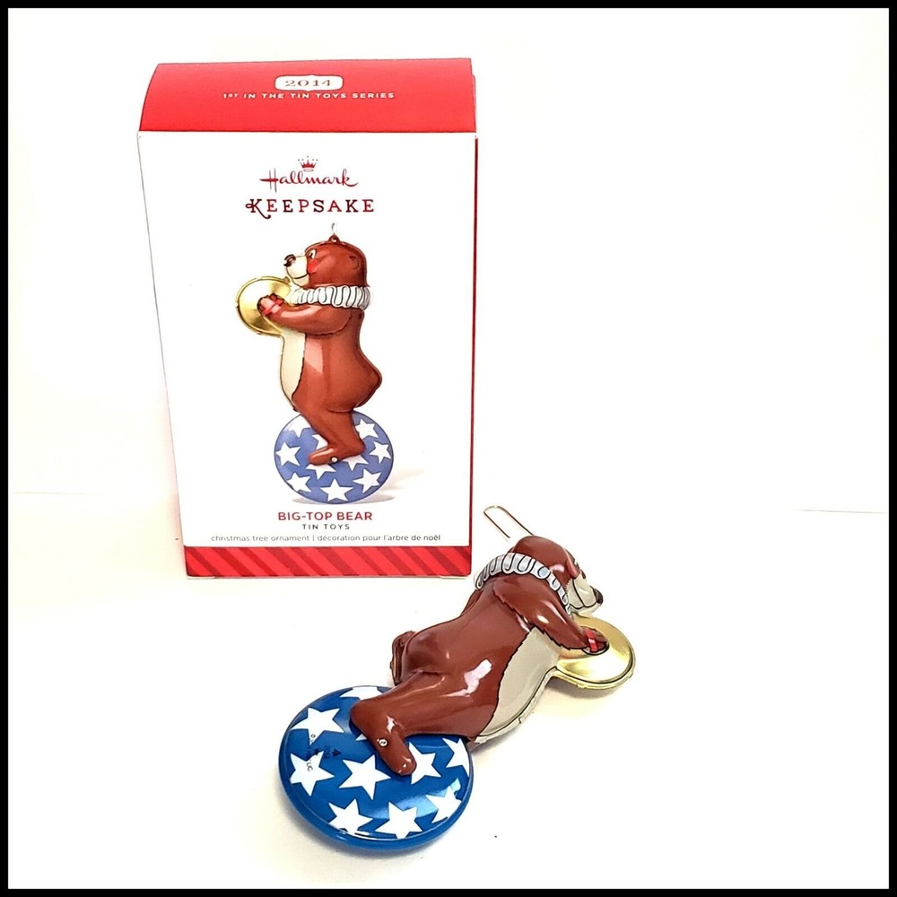 Hallmark Keepsake Ornament Big Top‎ Bear 2014 With A Clang & A Spin Tin Toys